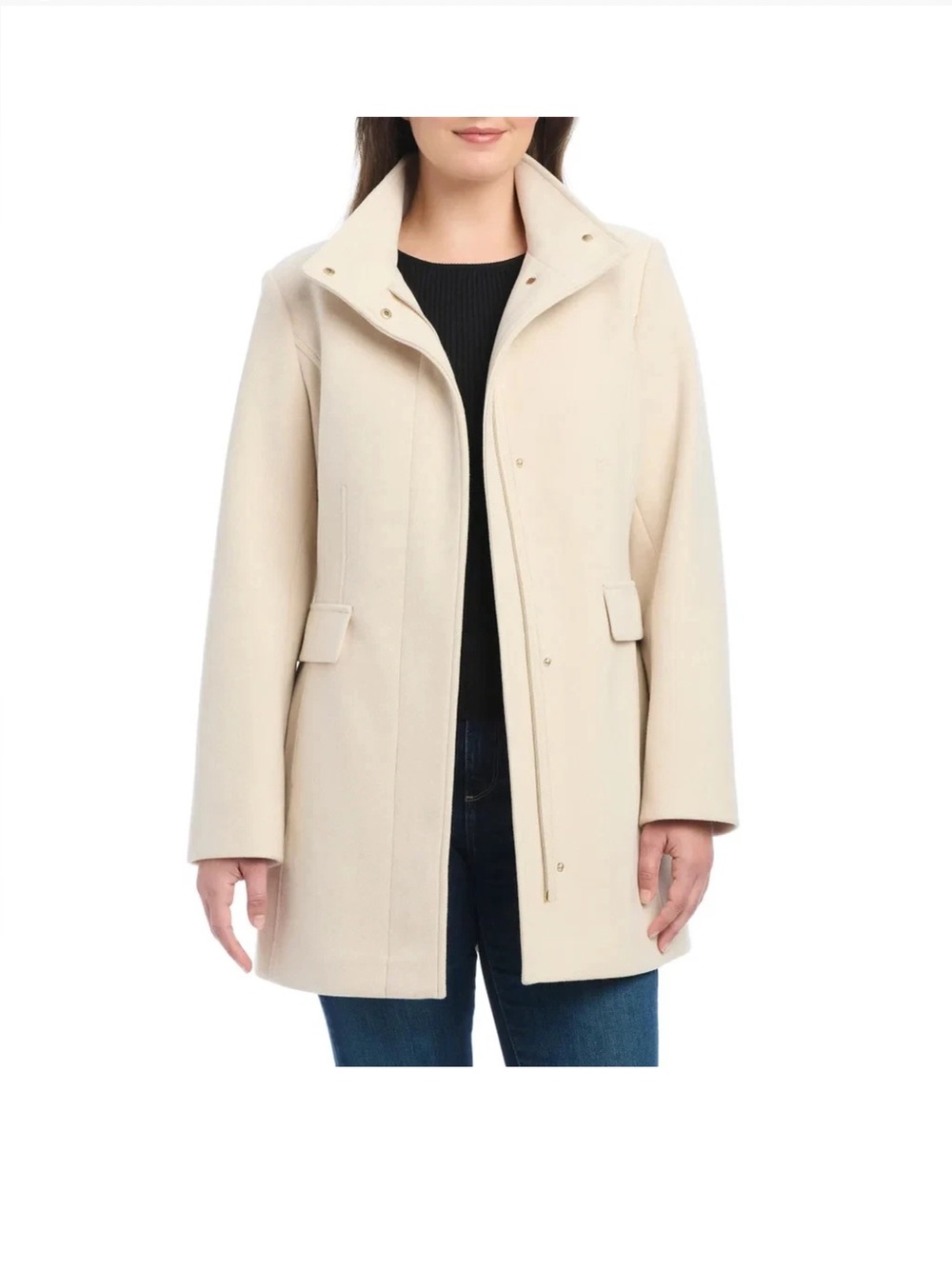 Vince Camuto Women's Full Zip Jacket Cream XL